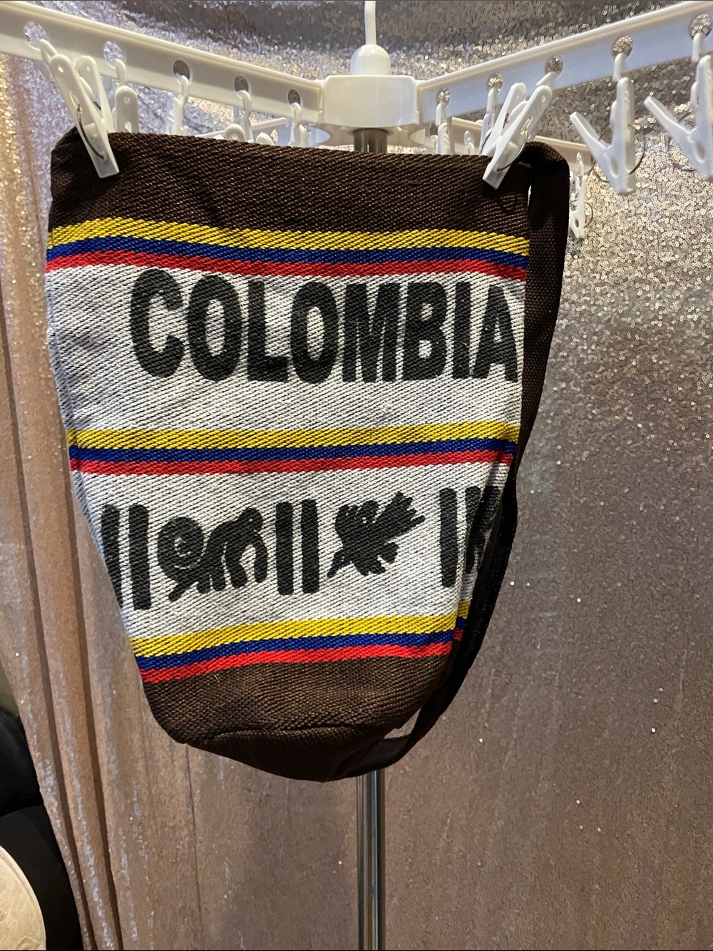 Colombia Woven Crossbody Bag in Brown with Multicolor Stripes
